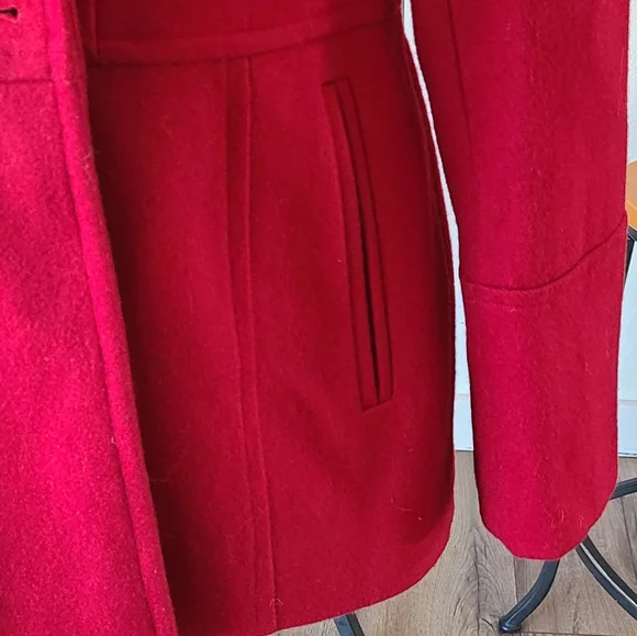NWT'S- MICHAEL- MICHAEL KORS -Beautiful Womens Red Wool Blend Peacoat-Size Small - Picture 5 of 9